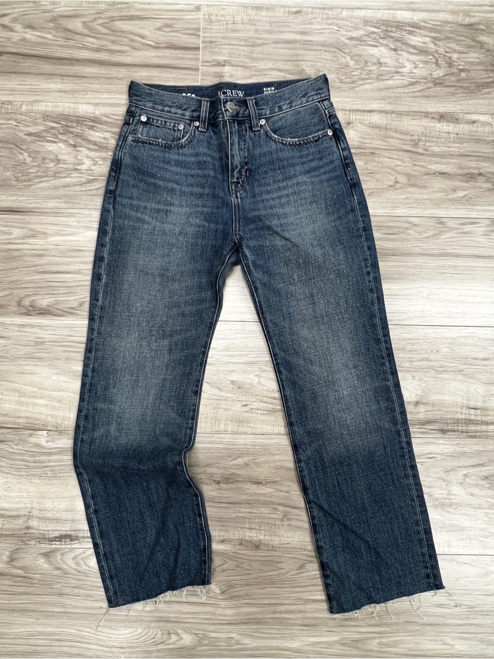 J. Crew Rigid High Rise Straight Leg Jean Raw Hem Size 25P